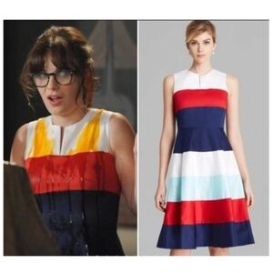 Kate Spade Corley Striped Fit & Flare Dress Size 2 Colorblock Sleeveless A-Line